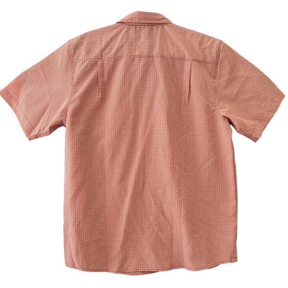 The North Face Mens Short Sleeve Button Up Shirt Size Lg Orange Gingham Check - Picture 2 of 4